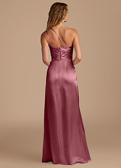 Azazie Eren Bridesmaid Dresses Desert Rose Sheath One Shoulder Metallic Satin Dress image5