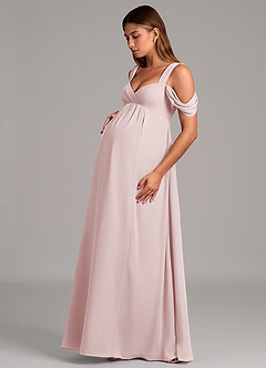 Azazie Rhea Zwangerschaps Bruidsmeisjekleding A-Lijn Geplooid Chiffon Vloerlengte Jurk image3