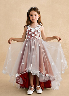 Azazie Celia vestidos de niña de las flores Vestido de Pimenton de Tul de Corte En A con Encaje image4