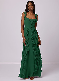 Barbie ♥ Azazie Bridesmaid Dresses Dark Green A-Line with Pockets Chiffon Dress image3