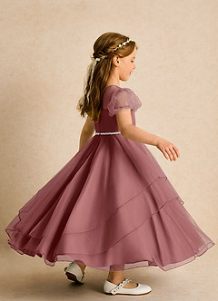 Azazie Duckie Flower Girl Dresses Amethyst Ball-Gown Pleated Tulle Dress image2
