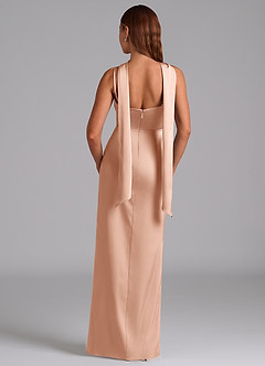 Azazie Calandra Suknie dla druhen Linia A Pofałdowany Satyna elastyczna Do ziemi Sukienka image4