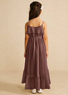 Azazie Karmen Flower Girl Dresses Espresso A-Line Ruched Chiffon Dress image3