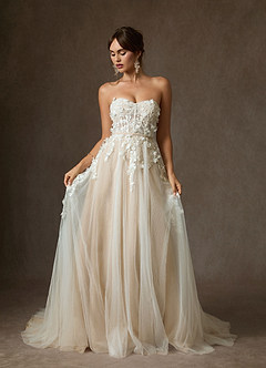 Azazie Wynery Abiti da Sposa Abito Principessa in Pizzo a Spalla Scoperta Diamante Bianco Nudo image8