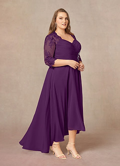 Azazie Devereaux Mother of the Bride Dresses Grape A-Line Lace Chiffon Dress image8