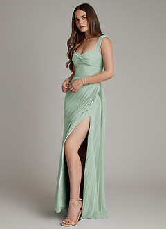 Azazie Amberly Bridesmaid Dresses Agave Sheath Sweetheart Neckline Chiffon Dress image6