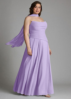 Azazie Gabriela Robes de demoiselle d'honneur Robe Trapèze en Mousseline de soie Corset Lilas image19