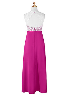 Azazie Rana Junior Fuchsia A-Line Lace Chiffon Dress image6