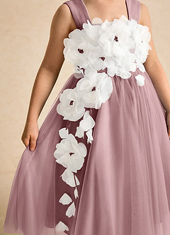 Azazie Dovey Flower Girl Dresses Dusty Rose Ball-Gown Bow Tulle Dress image7