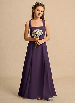 Azazie Tater Girls Formal Flower Girl Dresses Plum A-Line Pleated Chiffon Dress image4