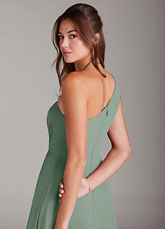 Azazie Brooke Brautjungfernkleider A-Linie One-Shoulder Chiffon Kleid Silberner Salbei image2