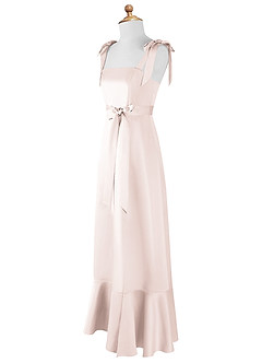 Azazie Barbara Junior Rose Petal A-Line Bow Matte Satin Dress image8