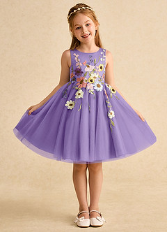 Azazie Prima Flower Girl Klänningar Klänning A-Line i Tyll Rosett image1