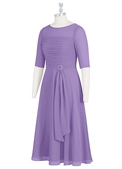 Azazie Naomi Kleider für die Brautmutter A-Linie Bootshals Gefaltet Chiffon Kleid Tahiti image9