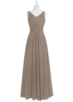 Azazie Pierrette Bridesmaid Dresses Taupe A-Line Pleated Chiffon Dress image7