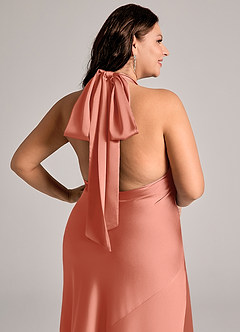 Azazie Velli Brudtärnklänningar Klä av Sjöjungfru i Stretch Satin Hög hals Laxrosa image12