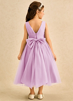 Azazie Macaron Flower Girl Dresses Candy Pink A-Line Pleated Tulle Dress image2