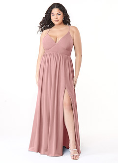 Azazie Aaida Bridesmaid Dresses Dusty Rose A-Line Corset Chiffon Dress image7