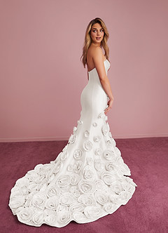 Barbie ♥ Azazie Wedding Dresses Diamond White Mermaid Strapless Mikado Dress image4