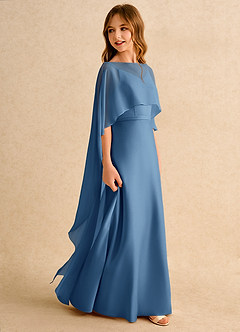 Azazie Fishie Girls Formal Blumenmädchenkleider A-Linie Matte Satin Kleid Zwielichtviolett image6