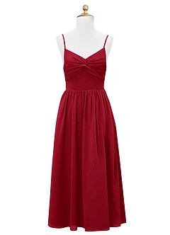 Azazie Zeya Junior Robe Trapèze en Mousseline de soie Écarlate image7