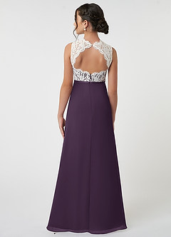 Azazie Rana Junior Plum A-Line Lace Chiffon Dress image2