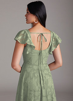 Azazie Bondi Bridesmaid Dresses Agave A-Line Ruched Floral Burnout Dress image2