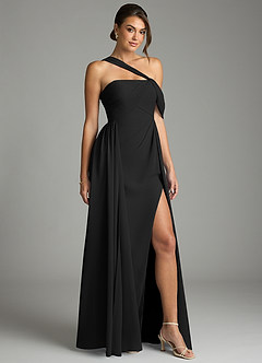 Azazie Kassandra Klänningar att prova hemma Klä av A-Line i Chiffong Av axeln Svart image5