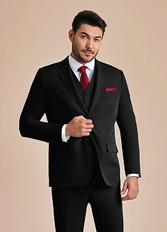 front James Black Structured Stretch Suit Jacket