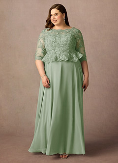 Azazie Averie Mother of the Bride Dresses Dusty Sage A-Line Boatneck Sequins Chiffon Dress image7