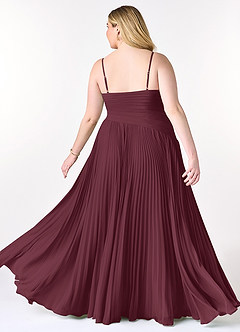 Azazie Vini Brautjungfernkleider A-Linie V-Hals Gefaltet Chiffon Kleid Cabernetrot image9