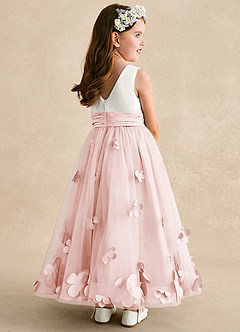 Azazie Vi Flower Girl Dresses Blushing Pink A-Line Sleeveless Tulle Dress image4