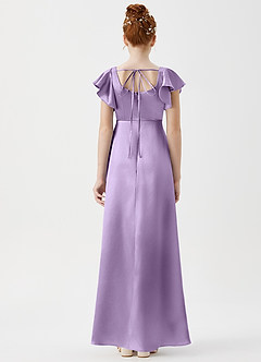 Azazie Bondi Junior Lilac A-Line Side Slit Metallic Satin Dress image2