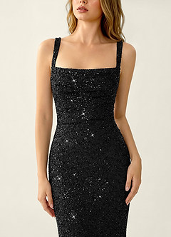 Amarante Noir Robe de cérémonie à sequins et laçage au dos image5