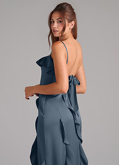 Azazie Malia Bridesmaid Dresses Twilight A-Line Side Slit Stretch Satin Dress image2