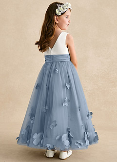 Azazie Vi Blumenmädchenkleider A-Linie ärmellos Tüll Kleid Staubblau image4