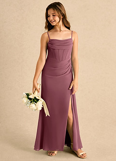 Azazie Moxie Girls Formal Sukienki dla dziewczynek sypiących kwiaty Linia A Koronka Szyfon Długość podłogi Sukienka image5