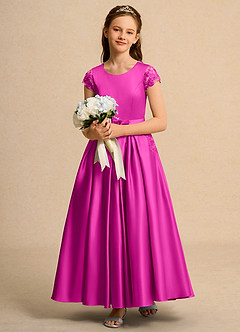 Azazie Bunny Girl vestidos de niña de las flores Vestido de Fucsia de Encaje de Princesa image3