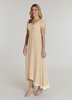 Azazie Thais Mother of the Bride Dresses Champagne A-Line Lace Chiffon Dress image3