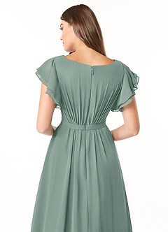 Azazie Daphne Modest Bridesmaid Dresses A-Line Ruffled Chiffon Floor-Length Dress image5