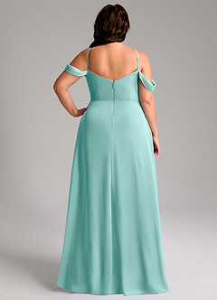 Azazie Marley Bridesmaid Dresses Aqua A-Line Off the Shoulder Chiffon Convertible Dress image12
