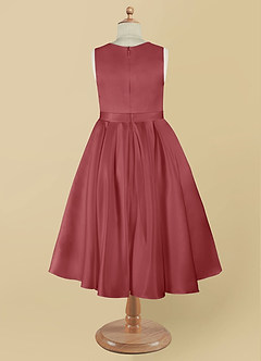 Azazie Coco Robe Demoiselle D'honneur Fillette Robe Trapèze en Mat Satiné Arc Antique Rose image9