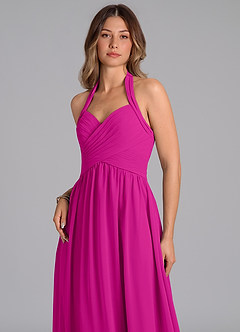 Azazie Darlyn Bridesmaid Dresses Fuchsia A-Line Pleated Chiffon Dress image7
