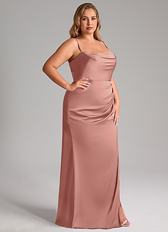 Azazie Leonis Bridesmaid Dresses Rosette Mermaid Pleated Stretch Satin Convertible Dress image14