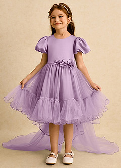 Azazie Cocoa Flower Girl Dresses Wisteria Ball-Gown Pleated Tulle Dress image3
