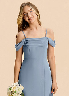 Azazie Lilly Junior Dusty Blue A-Line Pleated Chiffon Dress image6