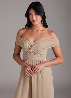 Azazie Lamara Brautjungfernkleider Wandelbar Schulterfrei Chiffon Overall/Jumpsuit Taupe image7