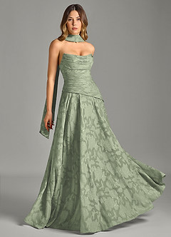 Azazie Gabriela Bridesmaid Dresses Agave A-Line Strapless Floral Burnout Dress image5