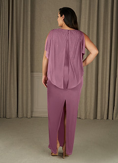 Azazie Aspyn Mother of the Bride Dresses Vintage Mauve Sheath Beaded Mesh Dress image12