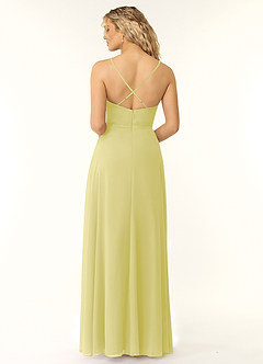Azazie Naeem Bridesmaid Dresses Lemon Sorbet A-Line V-Neck Ruffle Chiffon Dress image2